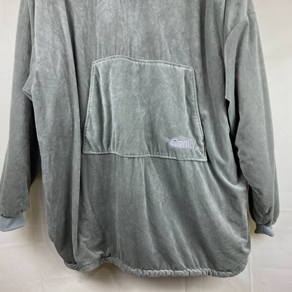 THE COMFY Original Microfiber Sherpa Wearable Blanket Hoodie Gray Men Women - Picture 7 of 10